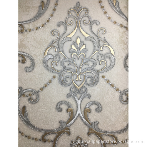 1.06 PVC Vinyl Home Decoration Damask Wallpaper